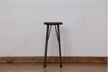 アンティーク家具　オリジナル　アイアンハイスツール 1脚(丸椅子)インダストリアアル工業系(11)