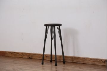 アンティーク家具　オリジナル　アイアンハイスツール 1脚(丸椅子)インダストリアアル工業系(13)
