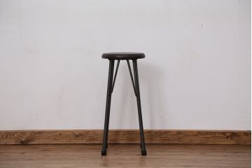 アンティーク家具　オリジナル　アイアンハイスツール 1脚(丸椅子)インダストリアアル工業系(13)