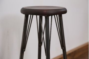 アンティーク家具　オリジナル　アイアンハイスツール 1脚(丸椅子)インダストリアアル工業系(13)