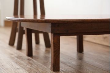 アンティーク家具　アンティーク　古い木の丸ちゃぶ台(脚固定)