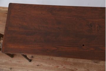 アンティーク家具　アンティーク　古い木の鉄脚テーブル(作業台)(1)