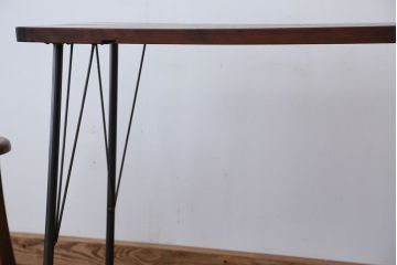 アンティーク家具　アンティーク　古い木の鉄脚テーブル(作業台)(1)