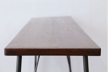 アンティーク家具　アンティーク　古い木の鉄脚テーブル(作業台)(1)