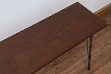 アンティーク家具　アンティーク　古い木の鉄脚テーブル(作業台)(2)