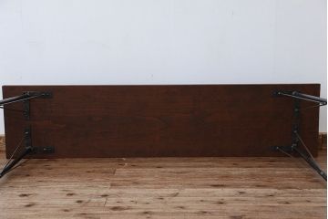 アンティーク家具　アンティーク　古い木の鉄脚テーブル(作業台)(2)