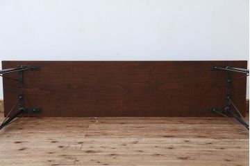 アンティーク家具　アンティーク　古い木の鉄脚テーブル(作業台)(2)