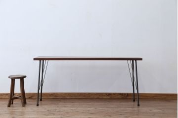 アンティーク家具　☆アンテイーク　古い木の鉄脚テーブル(作業台)