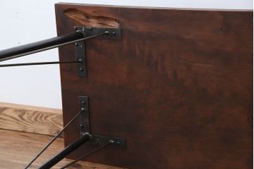 アンティーク家具　☆アンテイーク　古い木の鉄脚テーブル(作業台)