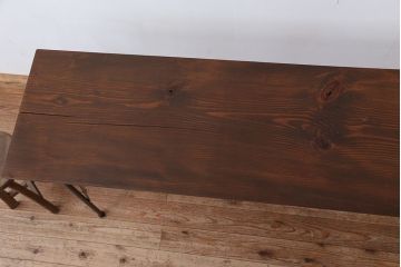 アンティーク家具　☆アンテイーク　古い木の鉄脚テーブル?(作業台)