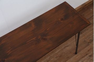 アンティーク家具　☆アンテイーク　古い木の鉄脚テーブル?(作業台)