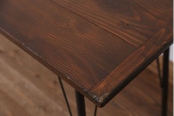 アンティーク家具　☆アンテイーク　古い木の鉄脚テーブル?(作業台)