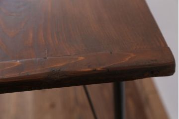 アンティーク家具　☆アンテイーク　古い木の鉄脚テーブル?(作業台)