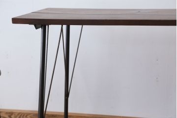 アンティーク家具　☆アンテイーク　古い木の鉄脚テーブル?(作業台)