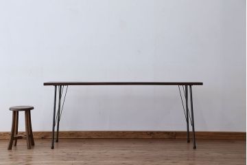 アンティーク家具　☆アンテイーク　古い木の鉄脚テーブル(作業台)