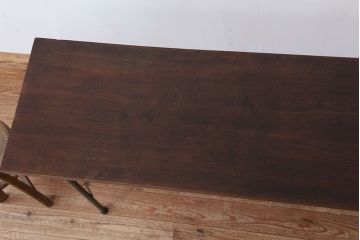 アンティーク家具　☆アンテイーク　古い木の鉄脚テーブル(作業台)