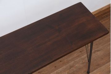 アンティーク家具　☆アンテイーク　古い木の鉄脚テーブル(作業台)