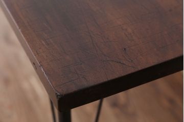 アンティーク家具　☆アンテイーク　古い木の鉄脚テーブル(作業台)