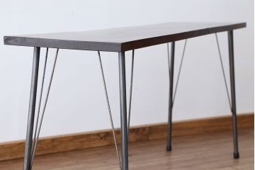 アンティーク家具　☆アンテイーク　古い木の鉄脚テーブル(作業台)