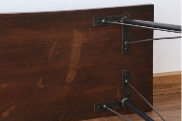 アンティーク家具　☆アンテイーク　古い木の鉄脚テーブル(作業台)