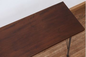 アンティーク家具　☆アンテイーク　古い木の鉄脚テーブル?(作業台)