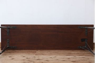 アンティーク家具　☆アンテイーク　古い木の鉄脚テーブル?(作業台)
