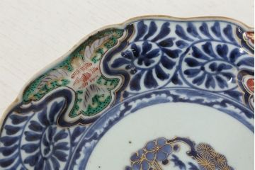 アンティーク雑貨　アンティーク　江戸〜明治!古い微塵唐草大皿・大明成化年製皿・2枚セット