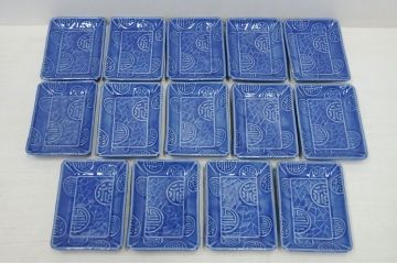 アンティーク雑貨　大正〜昭和初期!古い角皿・湯呑茶碗など18点(蕎麦著口)