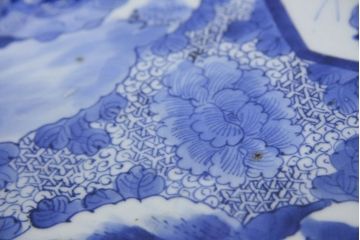 アンティーク雑貨　○江戸〜明治!図柄の良い染付皿2枚(大明成化年製)