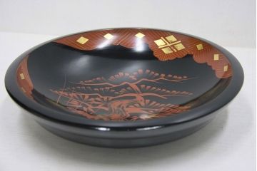 アンティーク雑貨　大正期!大内塗・古い蒔絵の木製皿3枚(漆器)