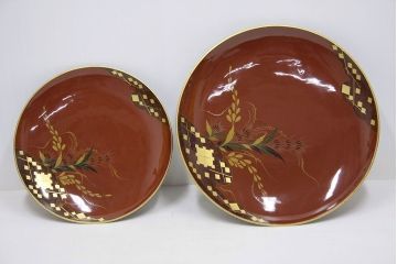 アンティーク雑貨　大正期!大内塗・古い蒔絵の木製皿3枚(漆器)