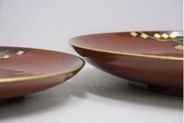 アンティーク雑貨　大正期!大内塗・古い蒔絵の木製皿3枚(漆器)