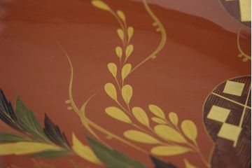 アンティーク雑貨　大正期!大内塗・古い蒔絵の木製皿3枚(漆器)
