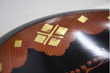 アンティーク雑貨　大正期!大内塗・古い蒔絵の木製皿3枚(漆器)