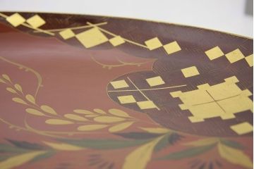 アンティーク雑貨　大正期!大内塗・古い蒔絵の木製皿3枚(漆器)