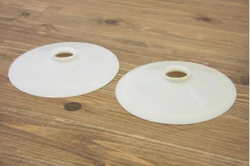 古い乳白平笠ガラス照明2点セット