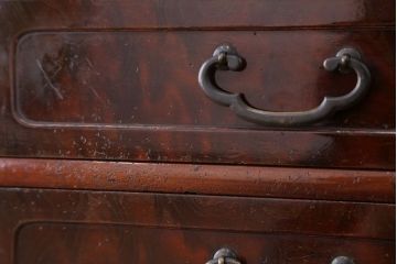 昭和レトロ　極上美品!前面桑材(張り)の上質な二段重ね茶箪笥