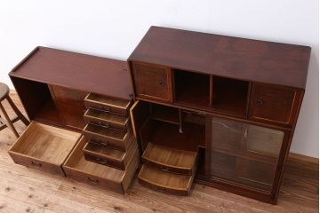 昭和レトロ　極上美品!前面桑材(張り)の上質な二段重ね茶箪笥