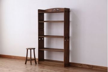 アンティーク家具　アンティーク　古い木の重厚な本棚(飾り棚)