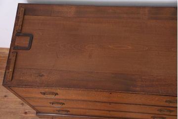 アンティーク家具　アンティーク　最高級!古いナラ材の象嵌入りチェスト(タンス・収納棚・ワードローブ)