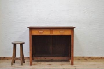 アンティーク家具　古い木の小振りなカウンターテーブル2　(机、作業台)　