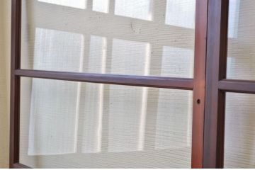古民具 特注品 漆塗りの上質なガラス戸(3)2枚セット