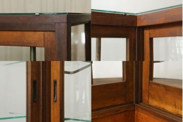 アンティーク家具　◆アンティーク　特注タイル貼りのR型台形ガラスケース(曲げガラス、L型ガラスケース、Rガラス、店舗什器、陳列棚)