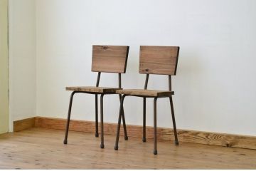 アンティーク家具　鉄脚のシンプルなイス(椅子)2脚セット2