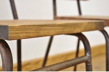 アンティーク家具　鉄脚のシンプルなイス(椅子)2脚セット5