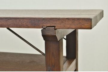 レトロ家具　★昭和レトロ　古い縫製工場のアンティーク作業台6(テーブル・長机)　