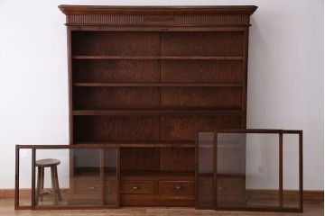 アンティーク家具　アンティーク　古いナラ材の上質な収納棚(ガラスケース・飾り棚)