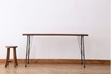 アンティーク家具　☆アンテイーク　古い木の鉄脚テーブル?(作業台)
