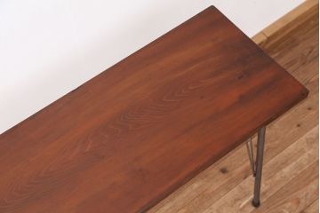 アンティーク家具　☆アンテイーク　古い木の鉄脚テーブル?(作業台)