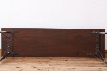 アンティーク家具　☆アンテイーク　古い木の鉄脚テーブル?(作業台)